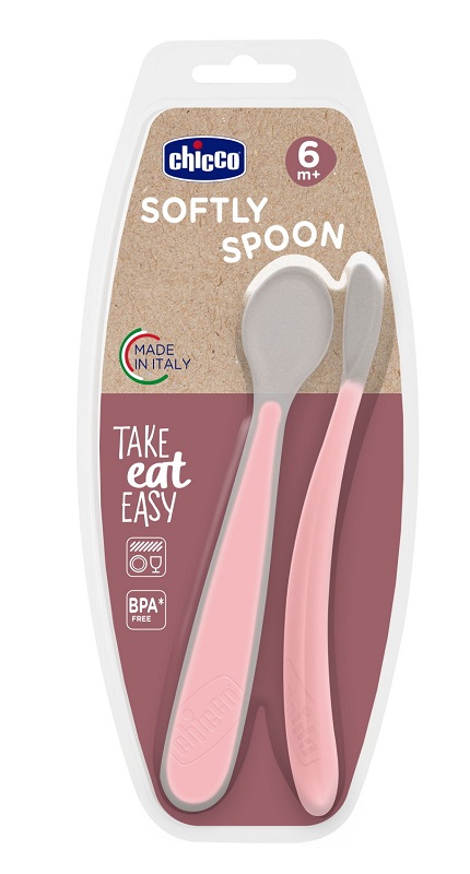 CHICCO CUCCHIAIO IN SILICONE DOPPIO ROSA 6M+ - Farma Nice
