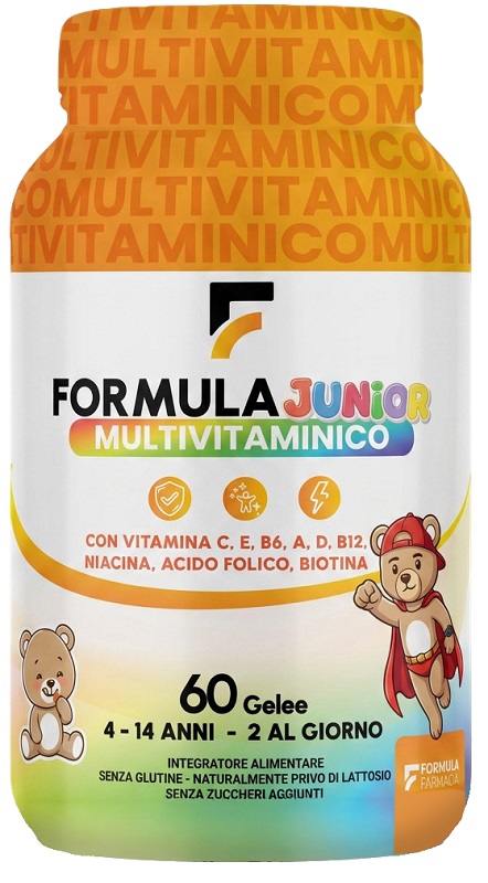 FORMULA MULTIVITAMINICO JUNIOR 60 GELEE FRAGOLA MELA VERDE ARANCIA LIMONE SENZA ZUCCHERI AGGIUNTI E GLUTINE - Farma Nice